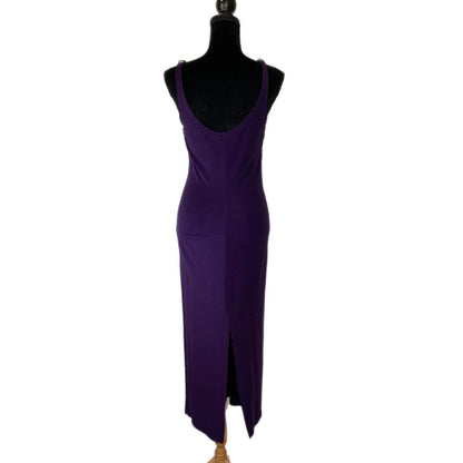 Vintage Pretty Girl Purple Gold Detailing Long Sheath Dress - Women's Size M