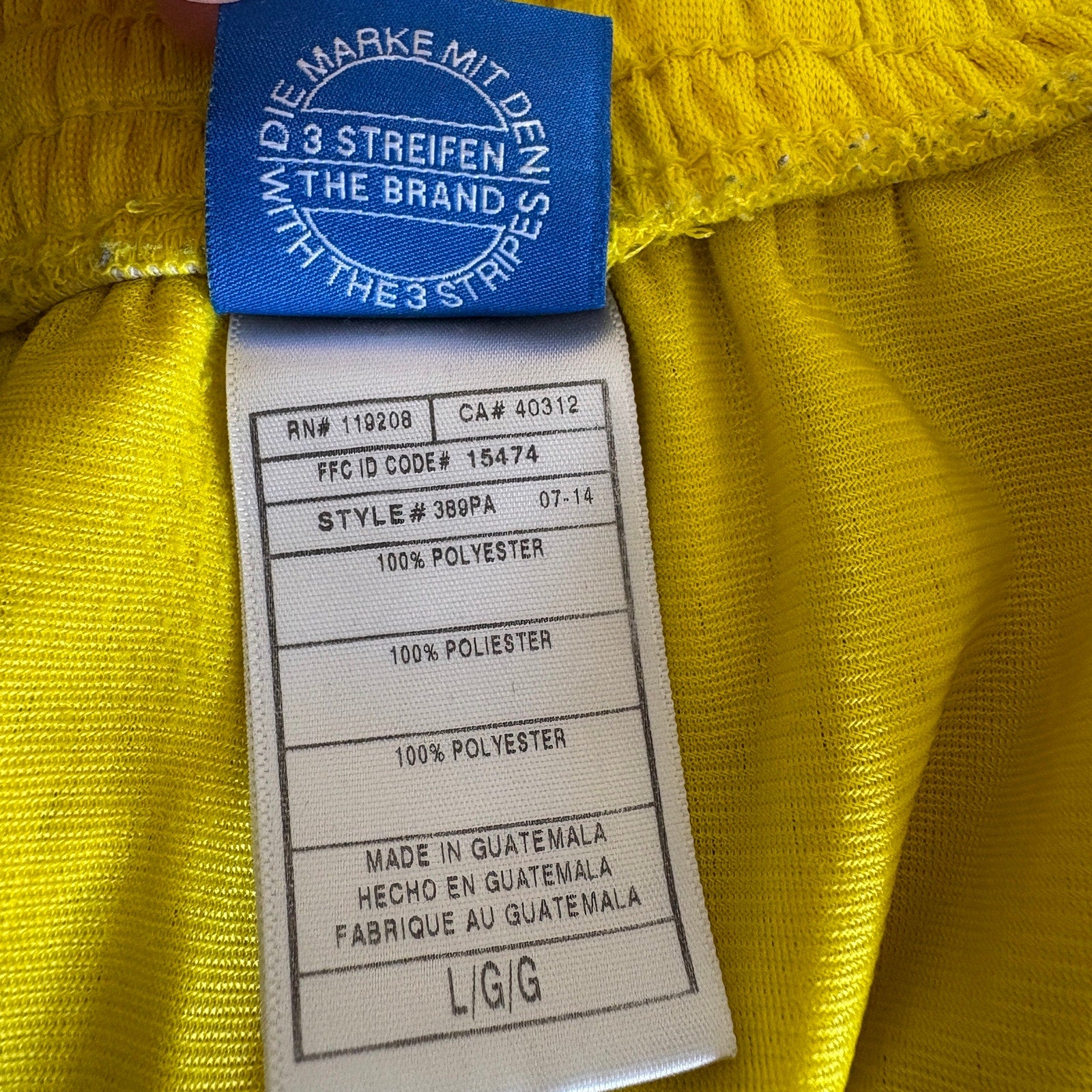 Adidas Yellow Blue Stripe Jersey Lined Basketball Shorts - Men's Size L