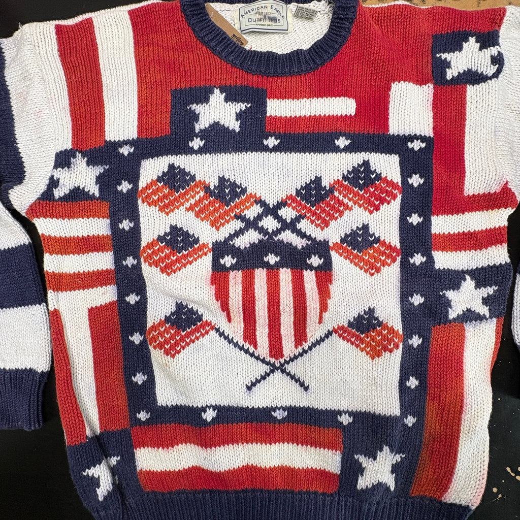 Y2K American Eagle USA Flag Crewneck Sweater - Men's Size M