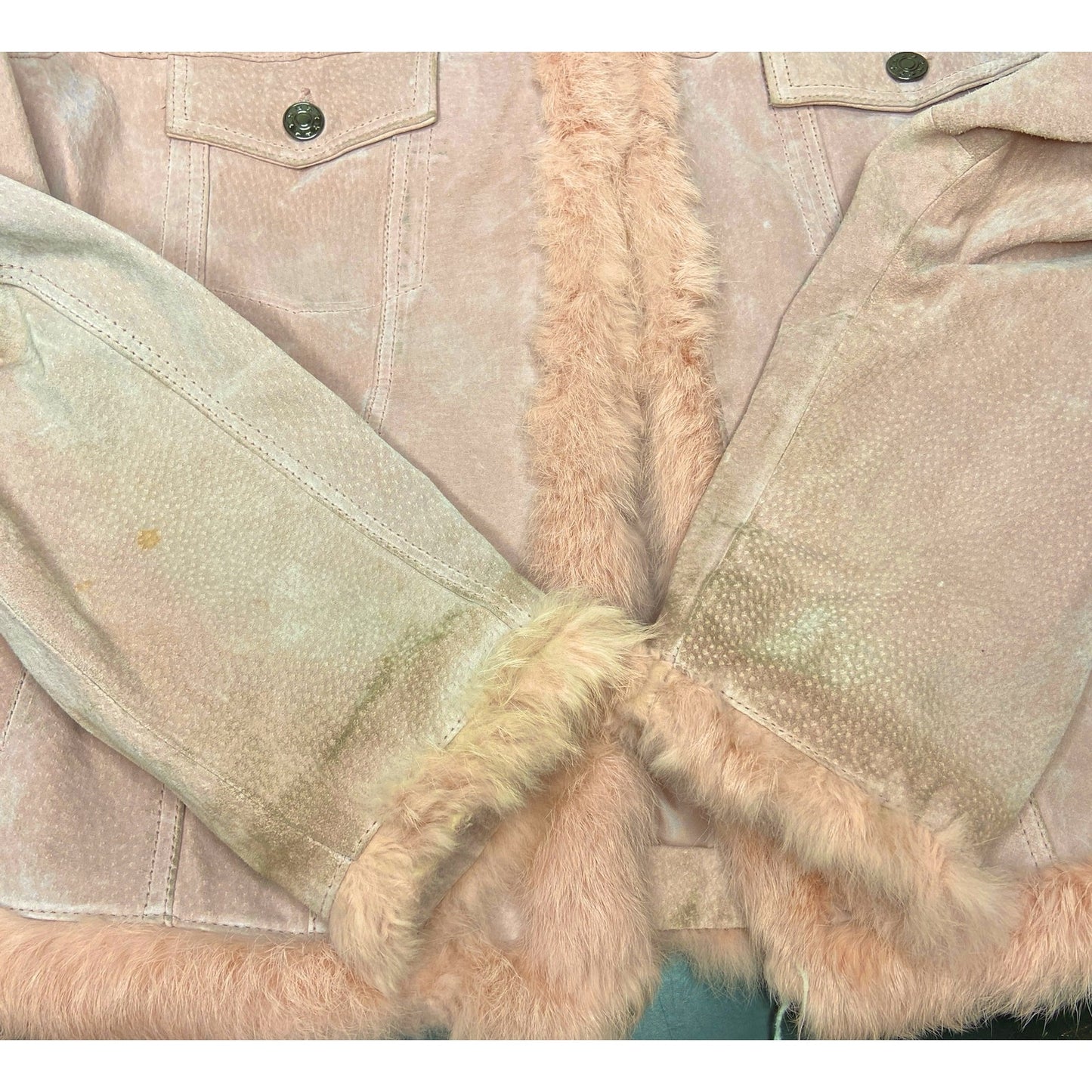 Y2K Wilsons Leather Light Pink Suede Faux Fur Lined Jacket - Women's Size XL