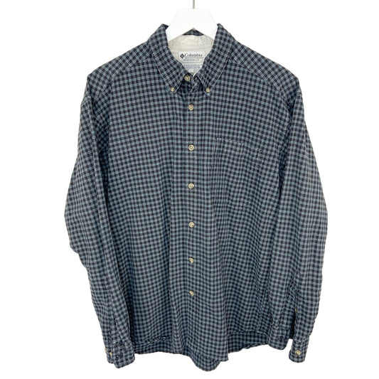 Columbia Dark Plaid Long Sleeve Button Down Shirt - Men's Size L