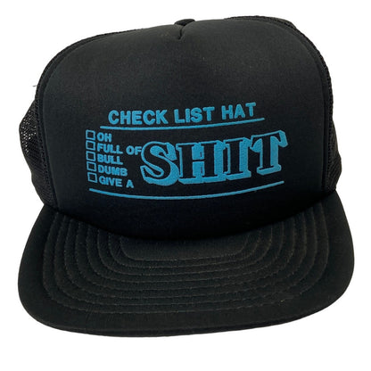 Vintage Novelty Checklist Snapback Trucker Hat