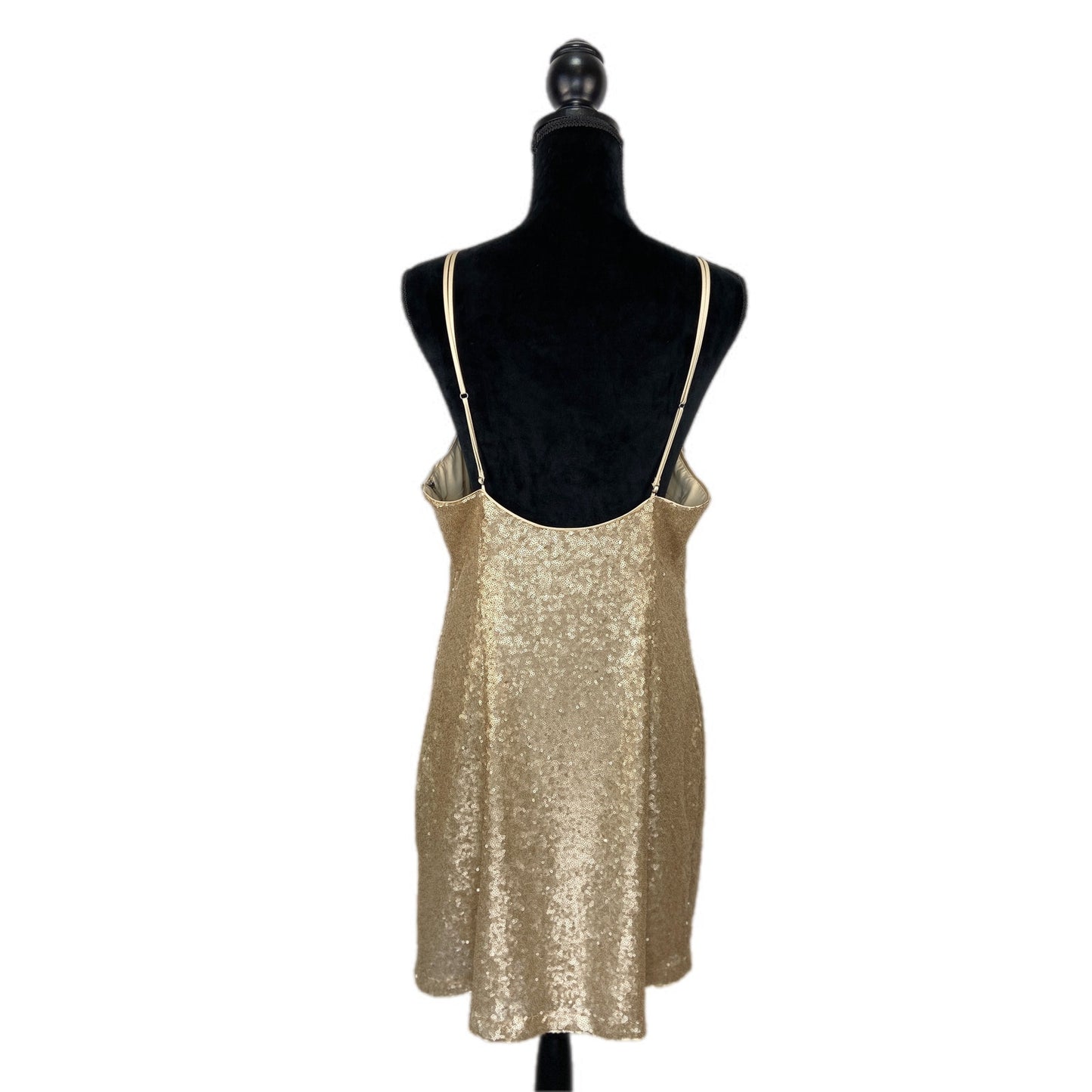 Abercrombie & Fitch Gold Sequin Cocktail Formal Slip Dress - Women's Size XLT