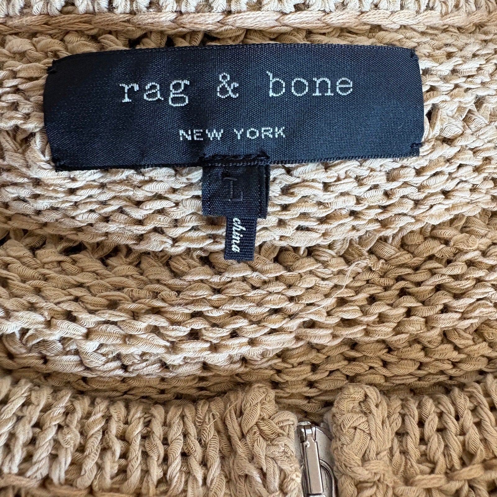 rag & bone Khaki Shag Loop Crop Cardigan | Boho Knit | Threaded Social Club