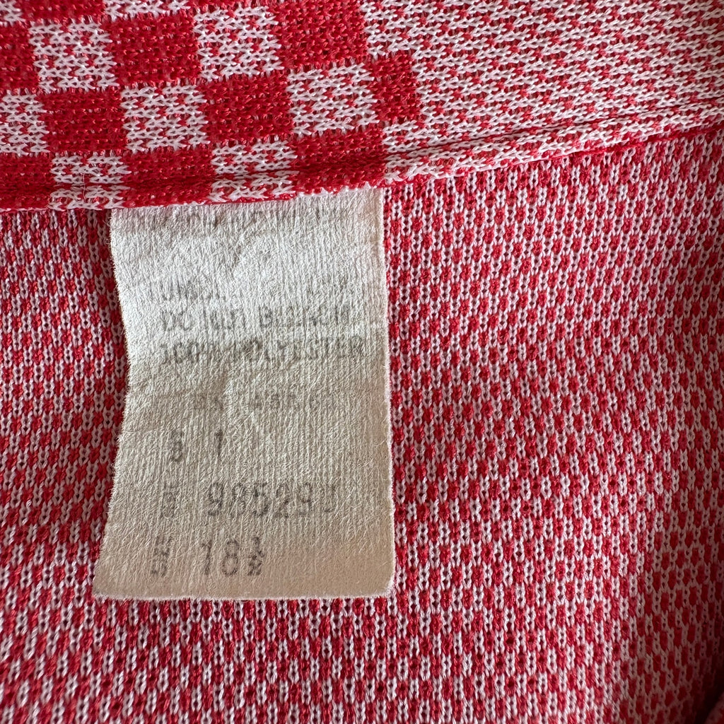 Vintage 60's 70's Checkered Pattern Long Sleeve Button Front Shirt Women's 18.5
