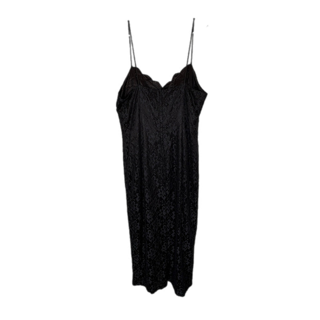 Vintage Black Lace Slip Dress Made in USA - Women's Size 10/12