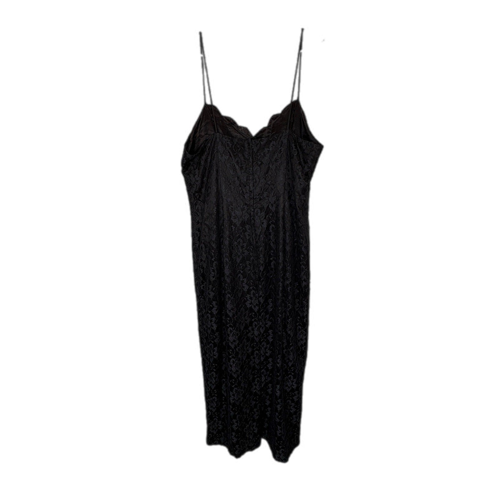 Vintage Black Lace Slip Dress Made in USA - Women's Size 10/12