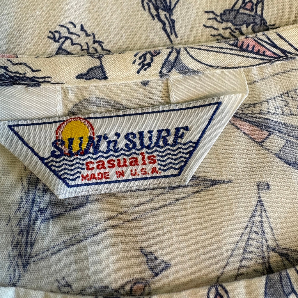 Vintage Sun n Surf Sailboats Cap Sleeve Shirt - Women's Size L