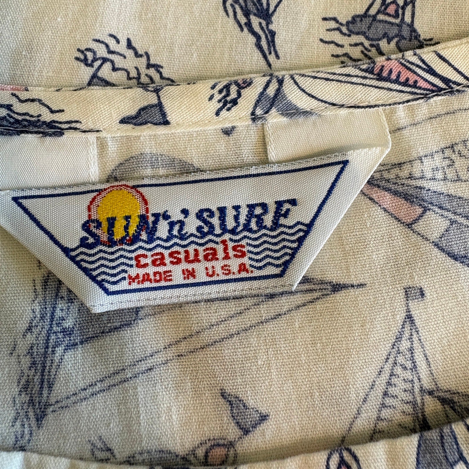 Vintage Sun n Surf Sailboats Cap Sleeve Shirt - Women's Size L