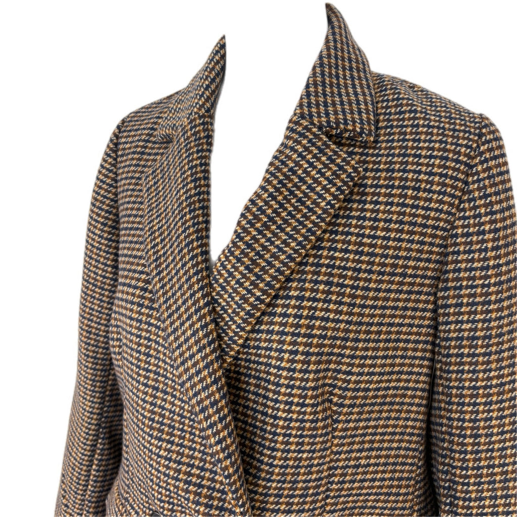 Oversized Brown Plaid Double Breasted Blazer - Women's Size Small
