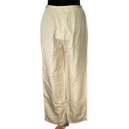 Y2K Silk Linen Blend Textured Patterned Wide Leg Pants - Women's Size 4