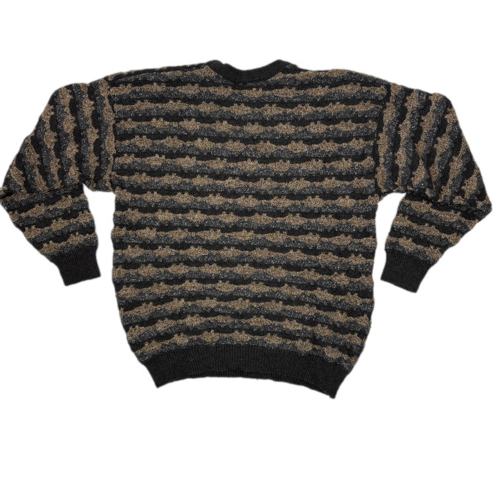 Vintage Texture Stripe Grandpa Sweater Made in Canada - Men's Size L