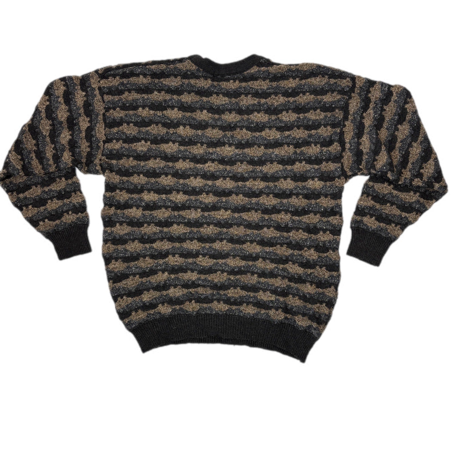 Vintage Texture Stripe Grandpa Sweater Made in Canada - Men's Size L