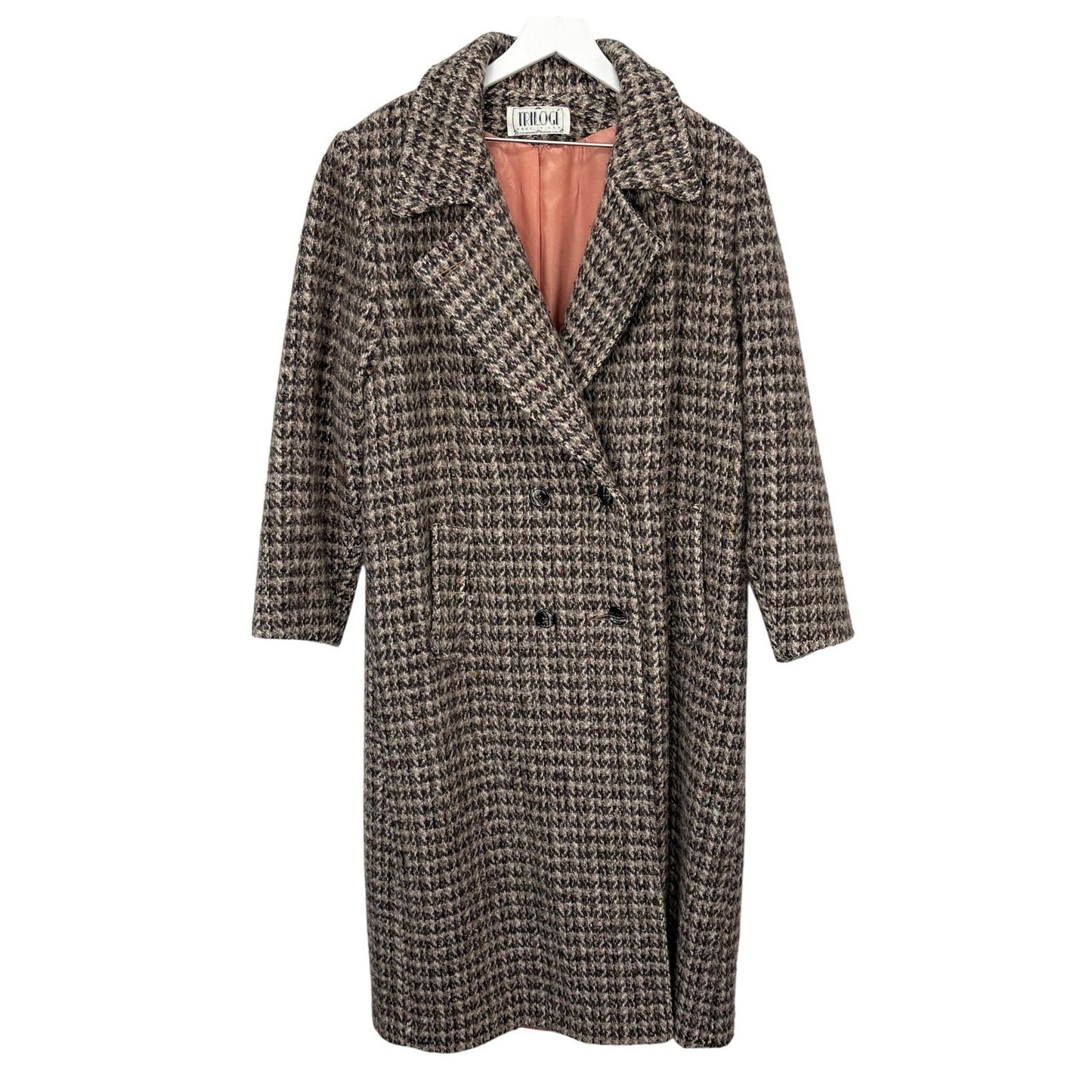 American Vintage Wool Blend Tweed Long Overcoat - Women's Size L