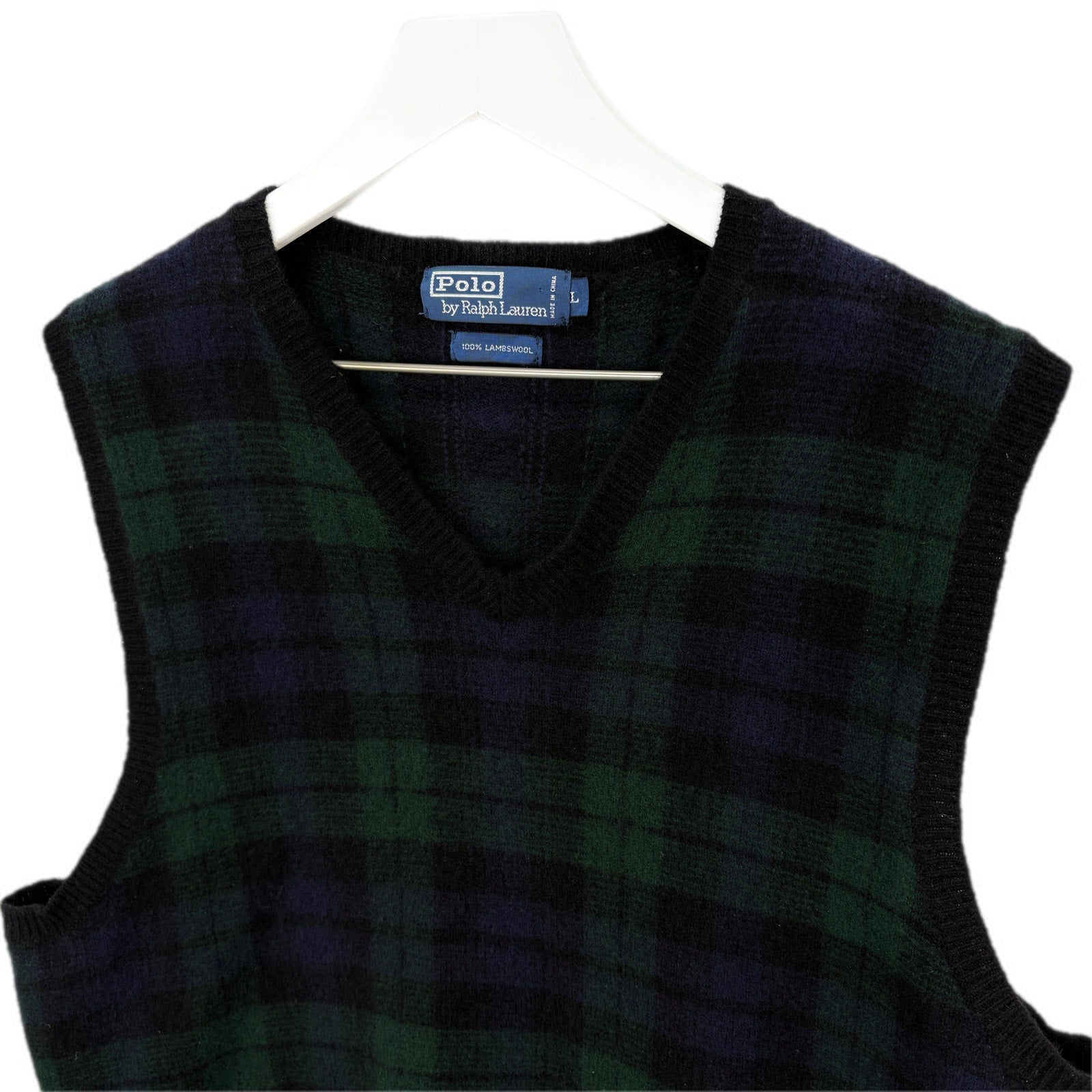 Polo Ralph Lauren Lambswool Dark Plaid Vest - Men's Size L