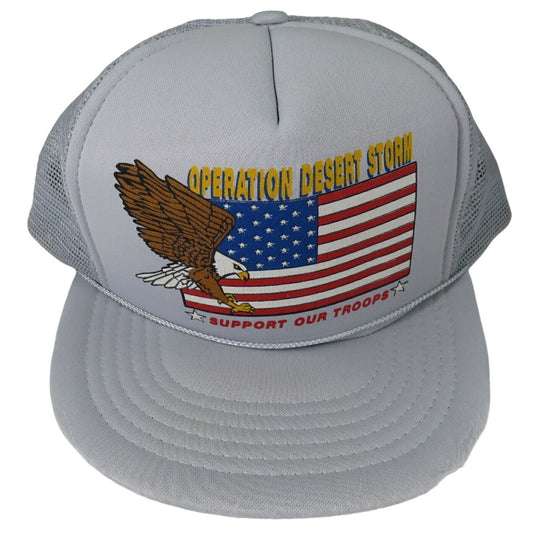 Vintage Operation Desert Storm Patriotic Flag Trucker Snapback Hat