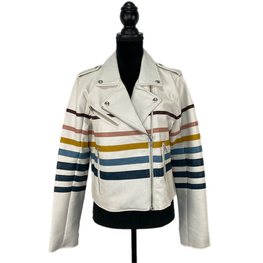 BlankNYC Faux Leather Striped Moto Jacket - Women's Size L