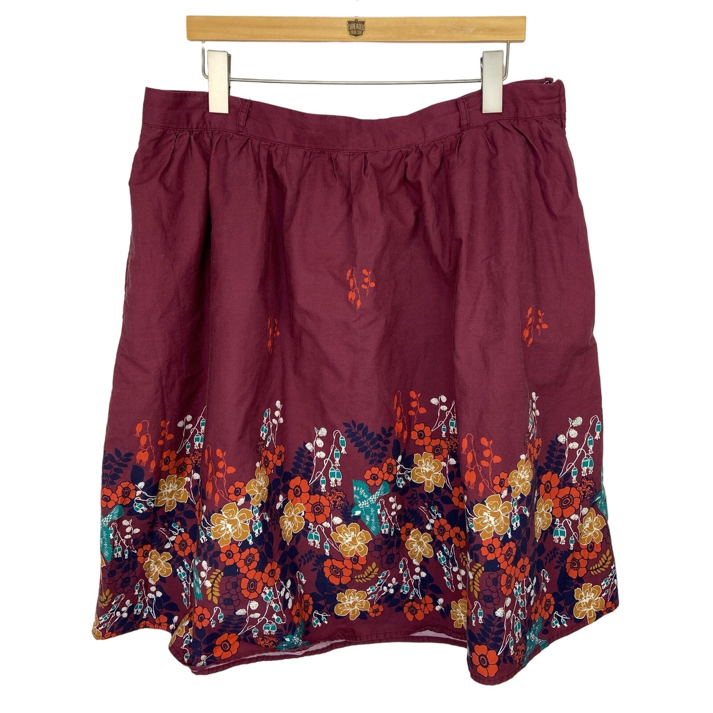 Modcloth Purple Floral A Line Skirt - Women's Size 1X