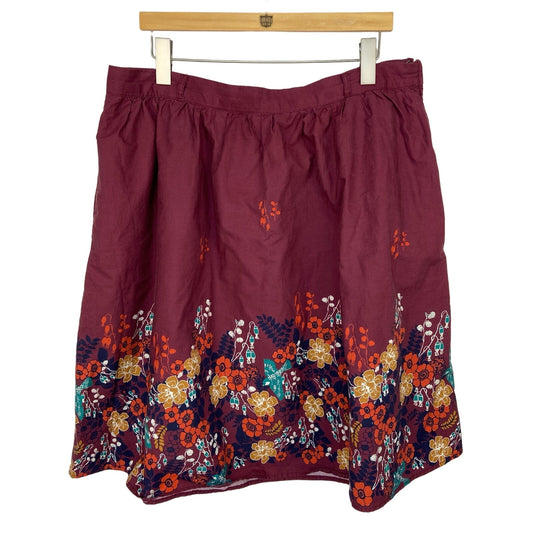 Modcloth Purple Floral A Line Skirt - Women's Size 1X