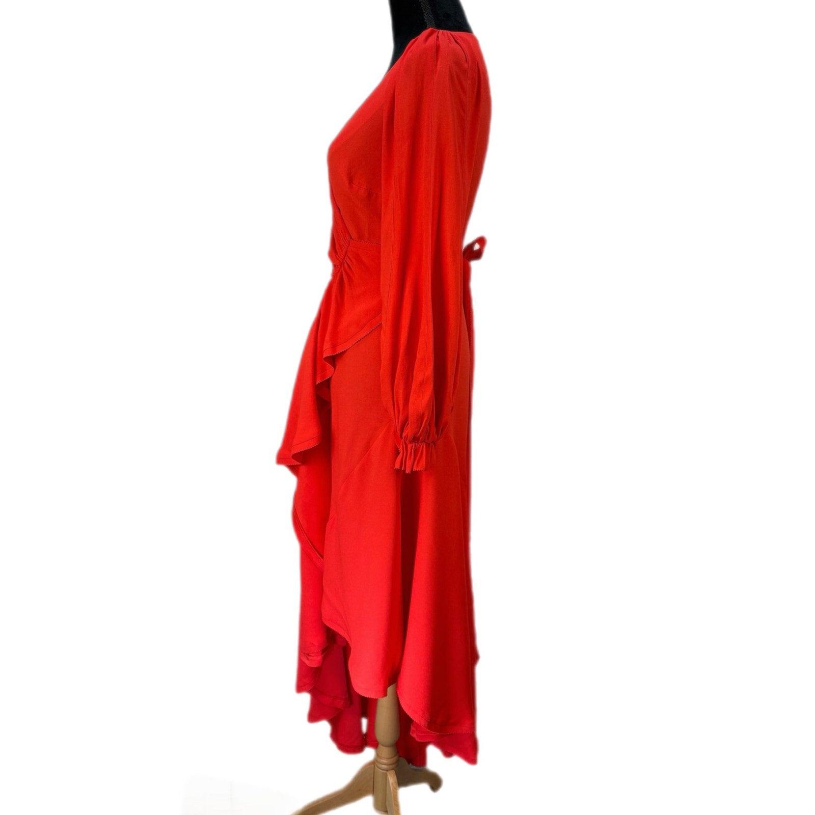 Maria Lucia Hohan Red Ruffle Wrap Dress - Women's Size 2