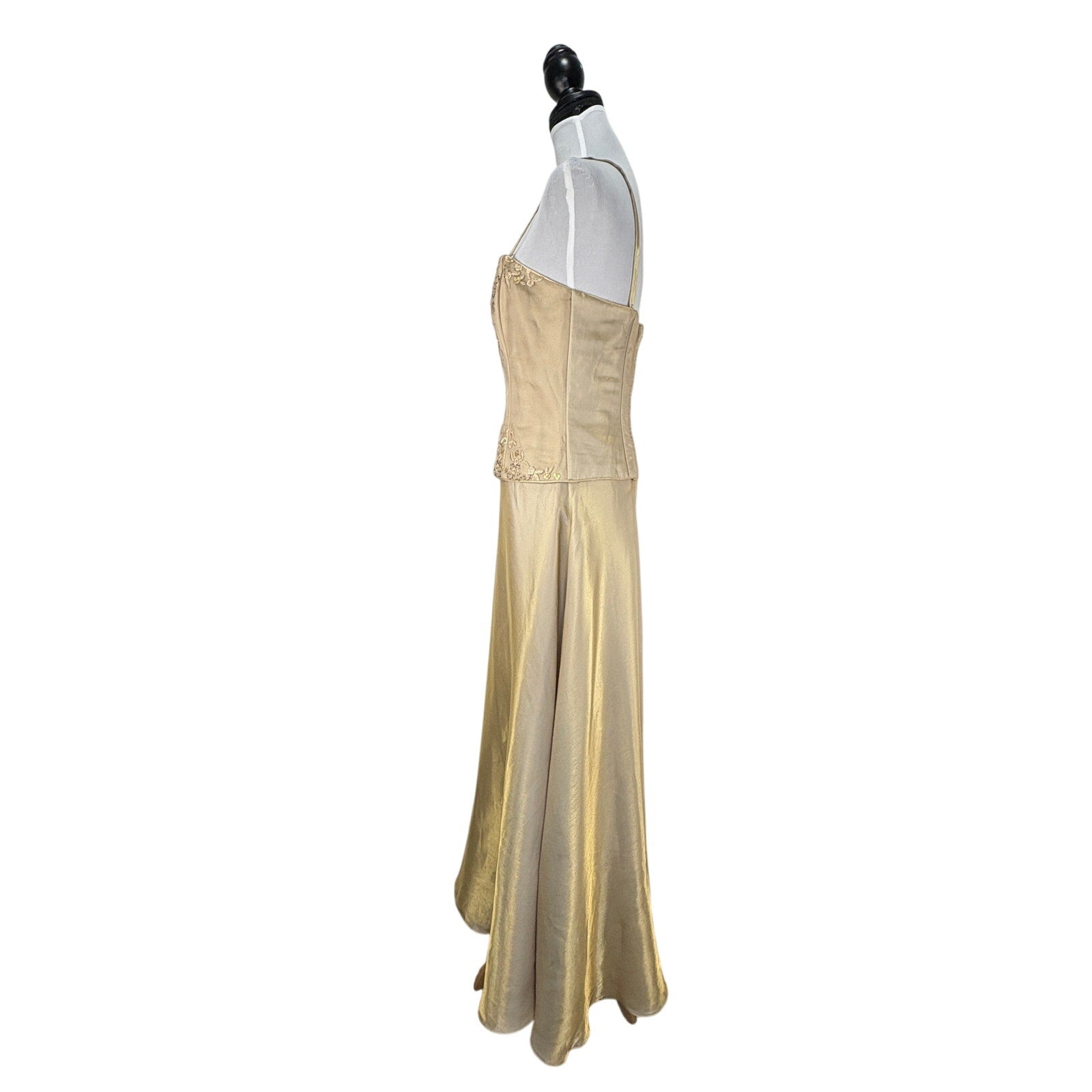 NWT JESSICA MCCLINTOCK Gold Iridescent Formal Dress Gown Prom Vintage Size 10