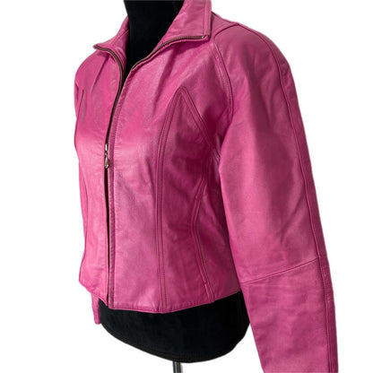 Wilsons Limited Edition Y2K Pink Leather Biker Jacket - Women's Size S