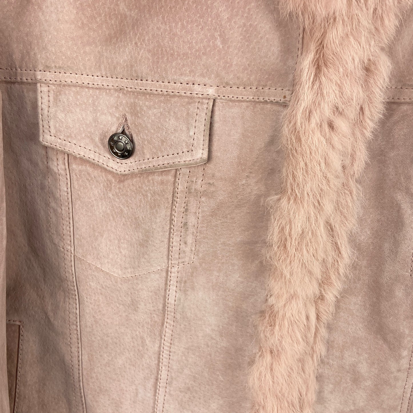 Y2K Wilsons Leather Light Pink Suede Faux Fur Lined Jacket - Women's Size XL