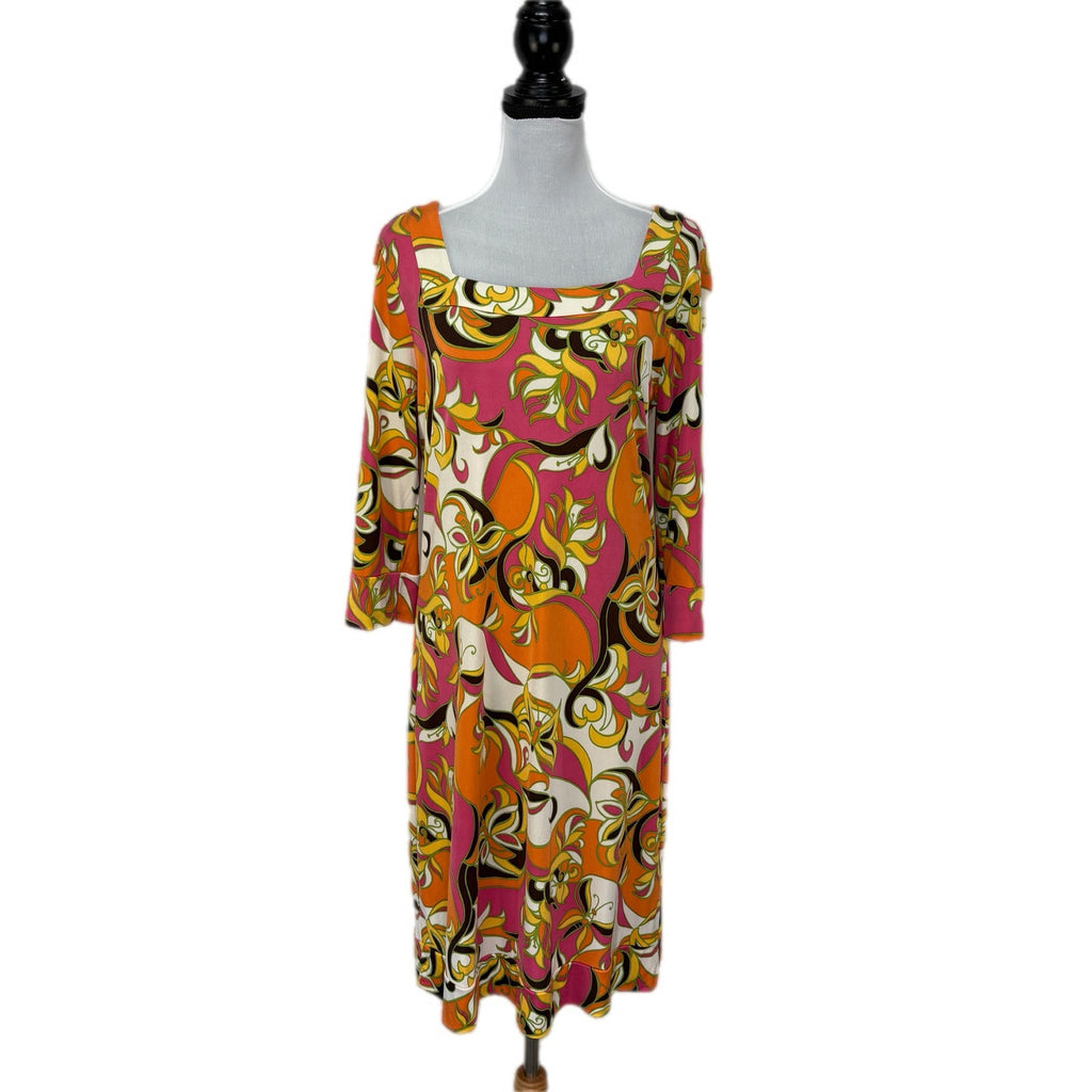 Lilly Pulitzer Silk Retro Square Neck Sheath Dress - Women's Size 14