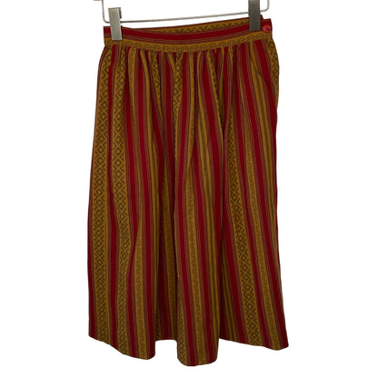 Vintage Wool 70's Vibes Vertical Stripe Geo Pattern Skirt - Women's 6