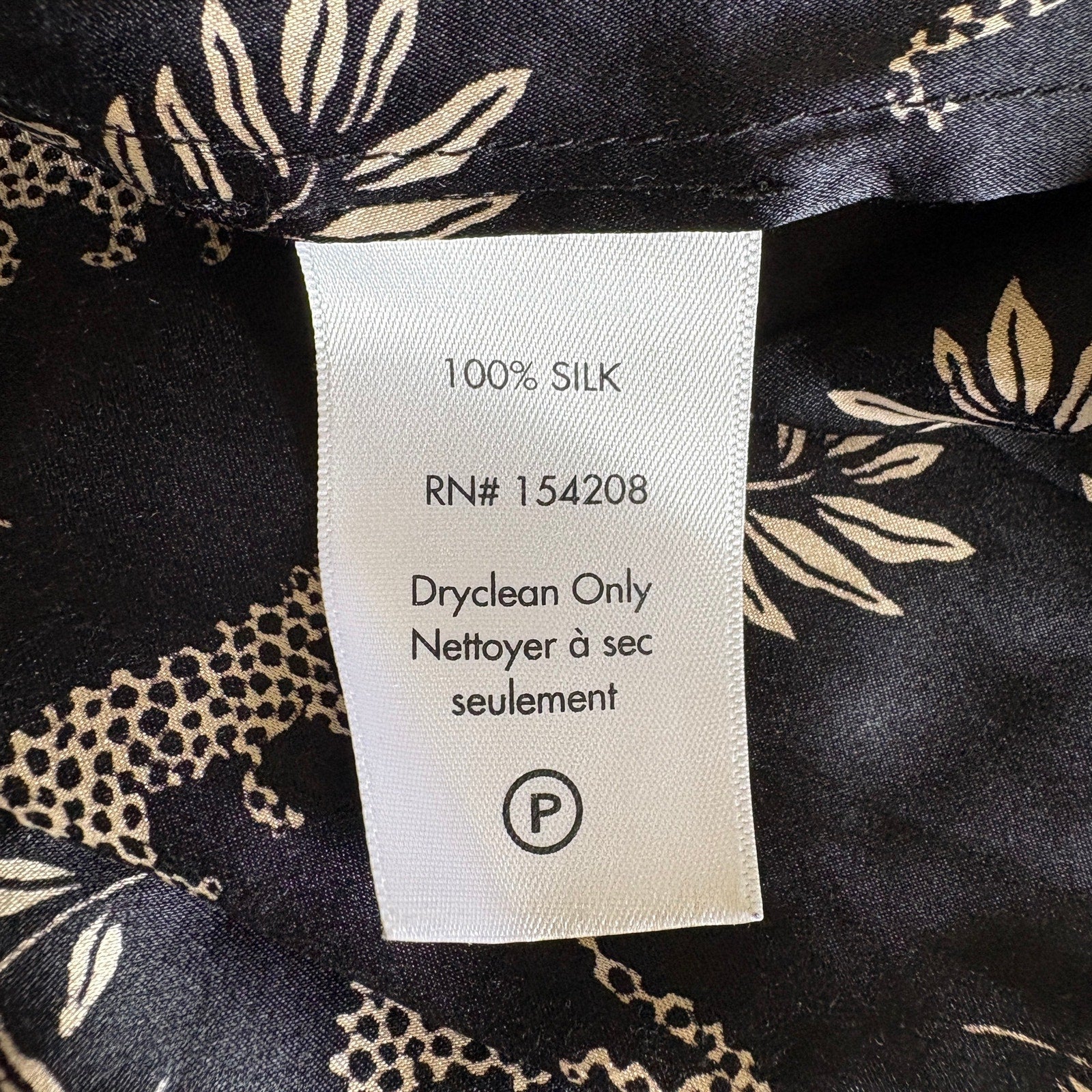 HVN Maria Silk Leaf Print Leopard Short Sleeve Shirt Dress - Women's Size 8