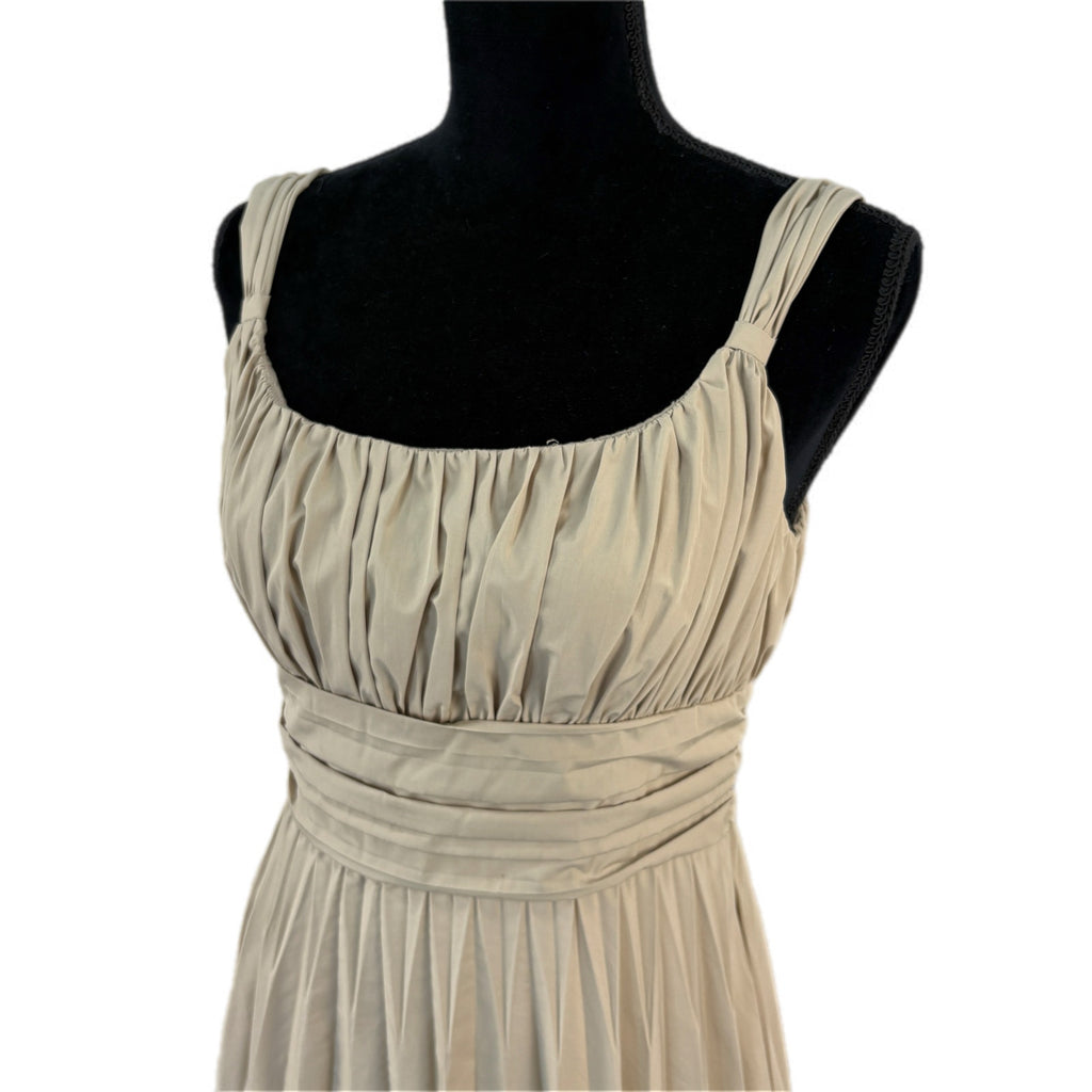 Anne Klein Khaki Pleated A Line Knee Length Dress - Women's Size 4