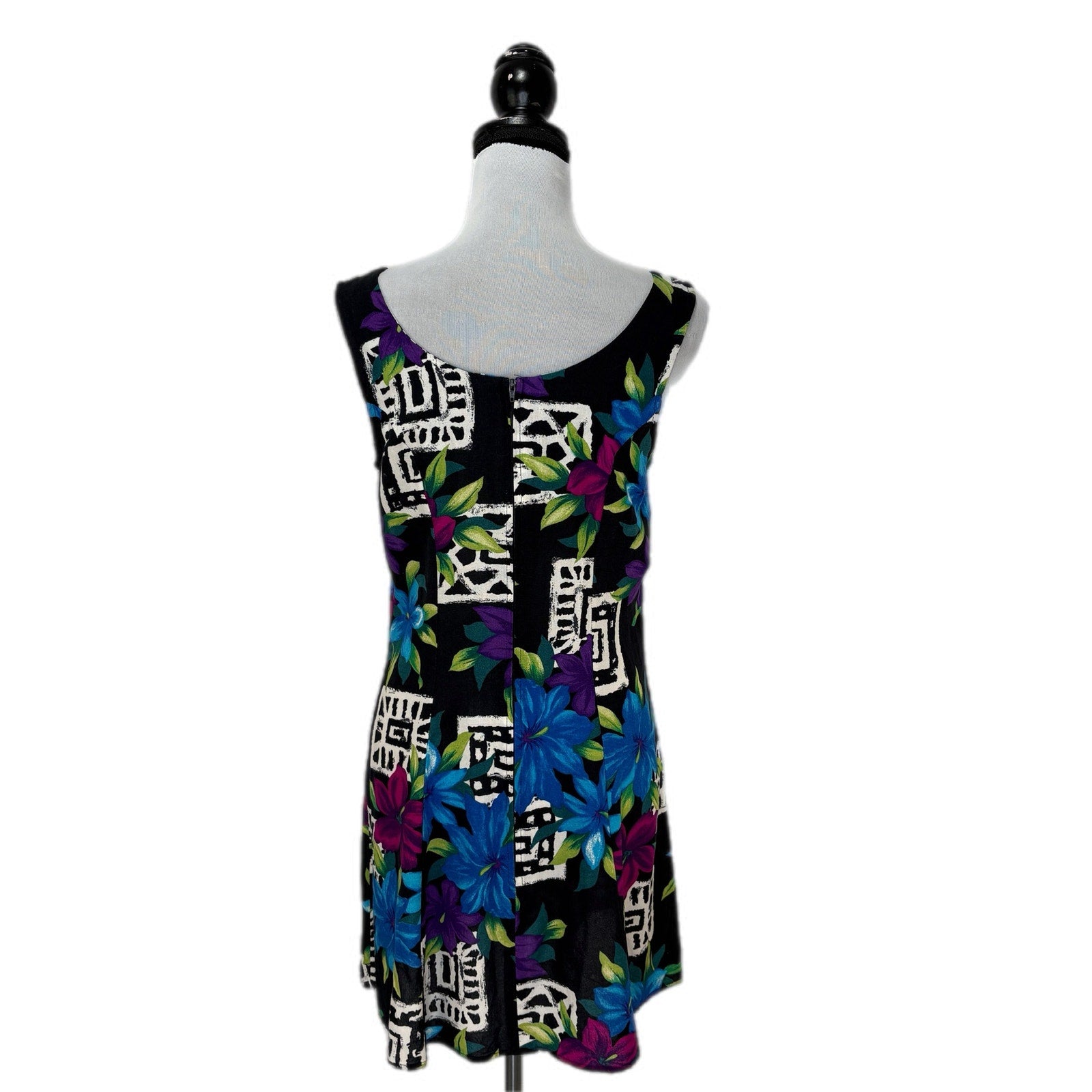 Vintage Floral Abstract Print Sundress - Women's Size 8