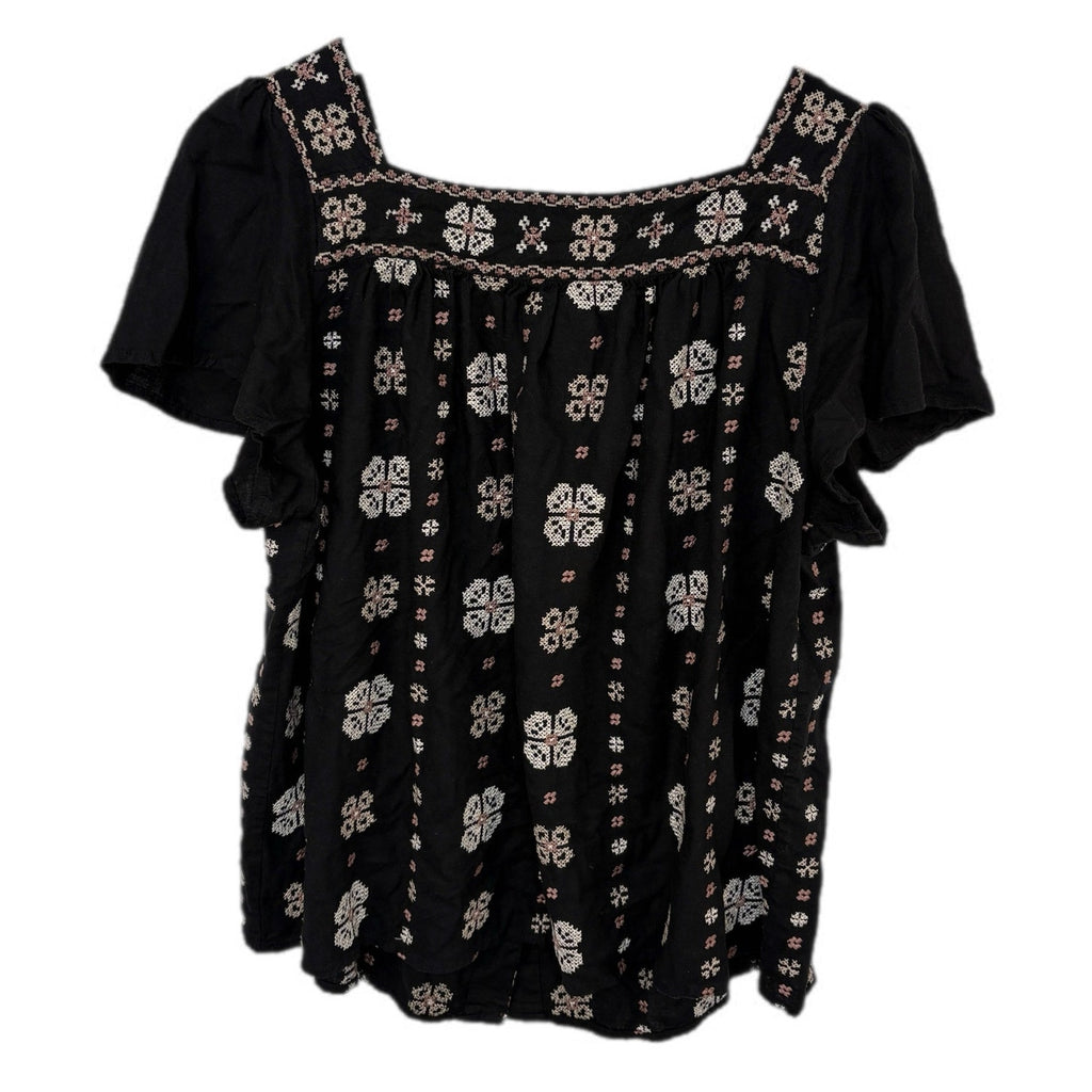 Torrid Boho Cross Stitch Peasant Top - Torrid Size 1 - Women's 14/16