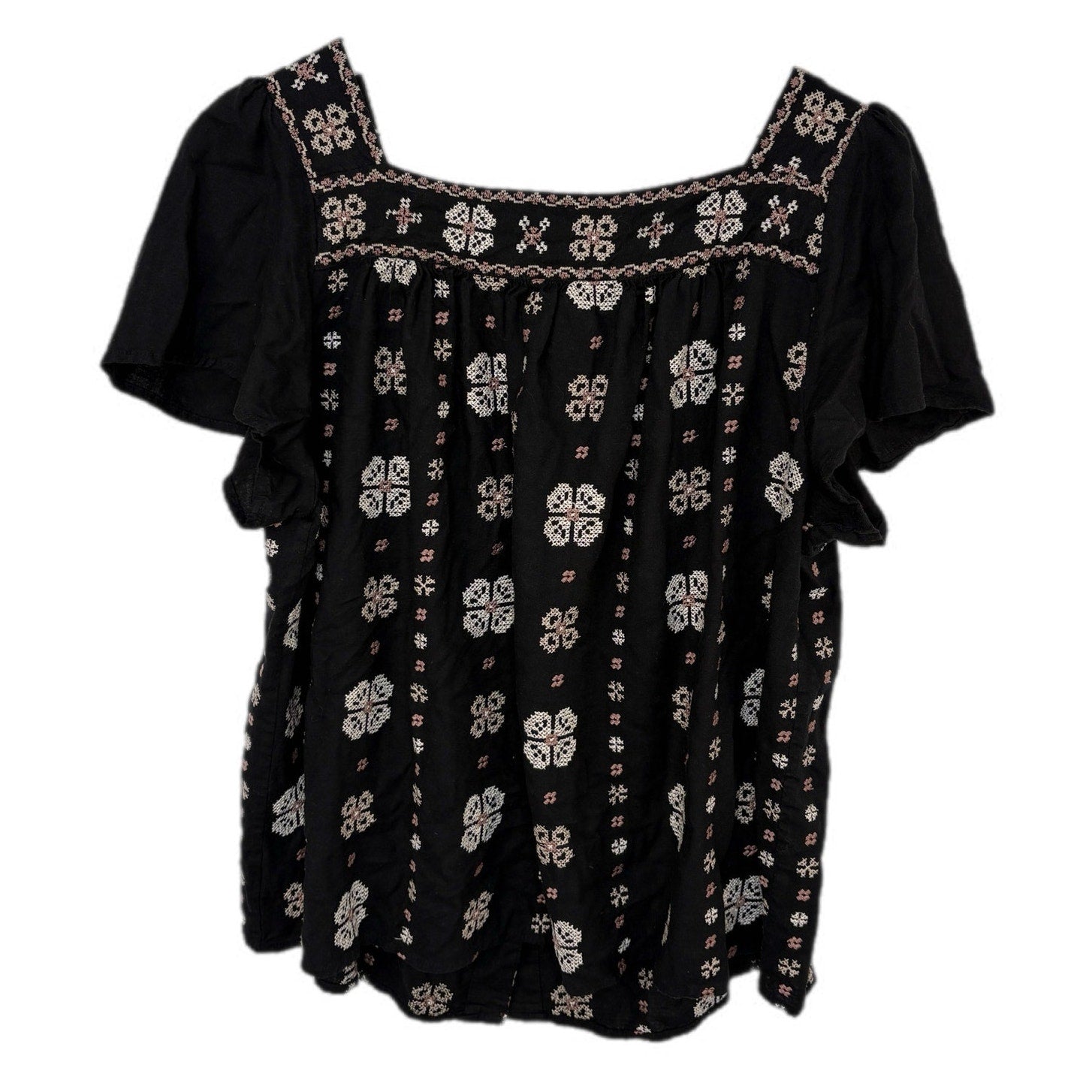 Torrid Boho Cross Stitch Peasant Top - Torrid Size 1 - Women's 14/16