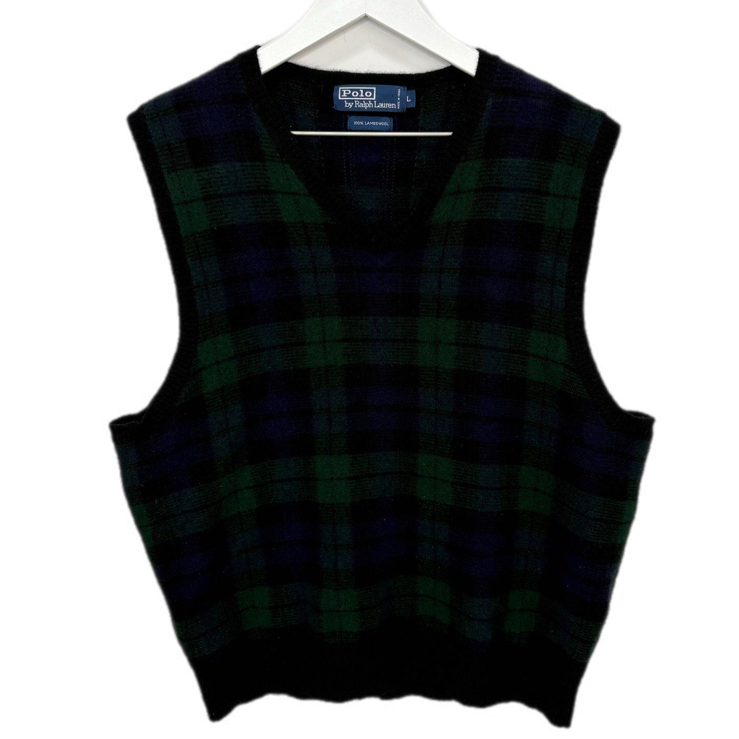 Polo Ralph Lauren Lambswool Dark Plaid Vest - Men's Size L