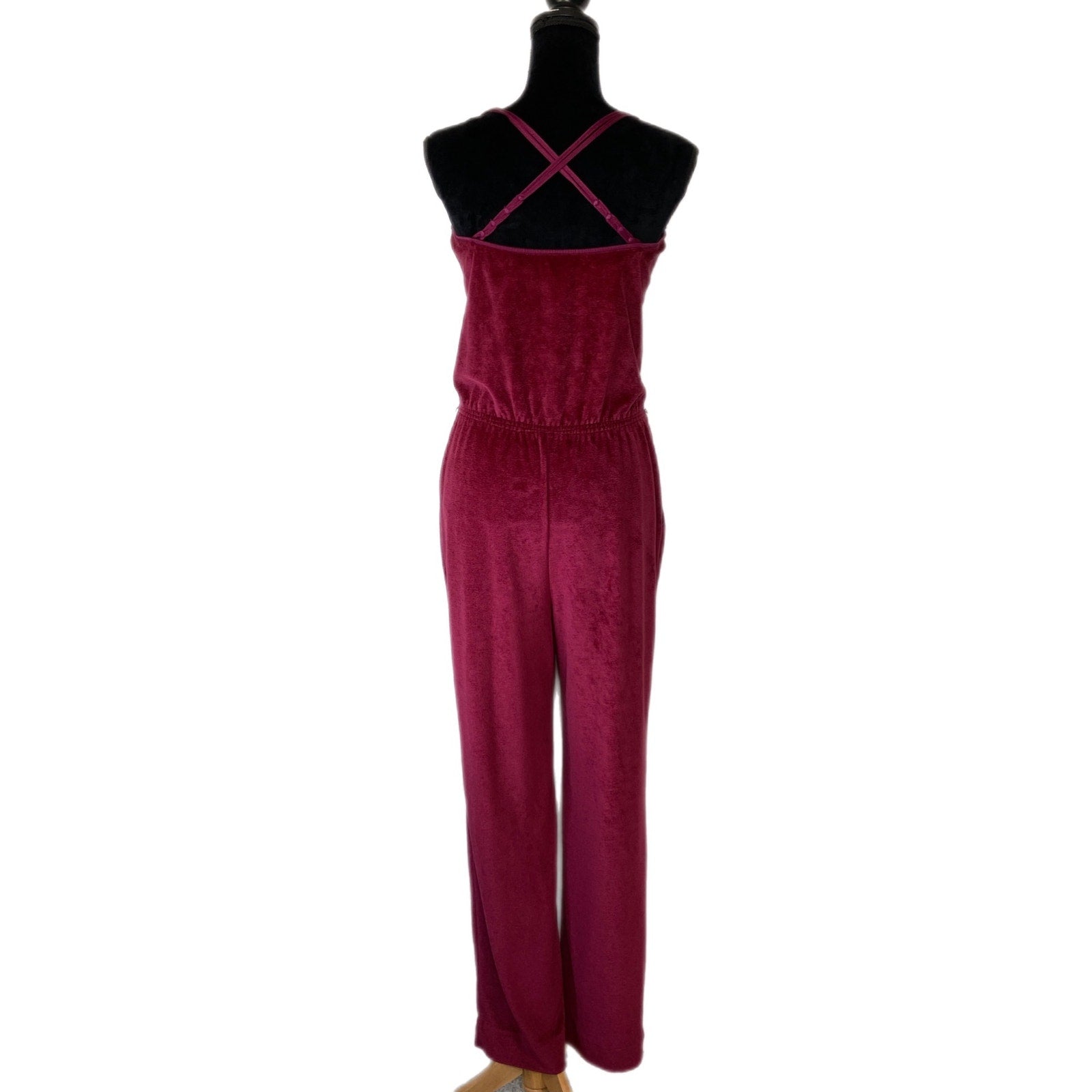 Vintage Burgundy Velour Jumpsuit - Women's Size Small