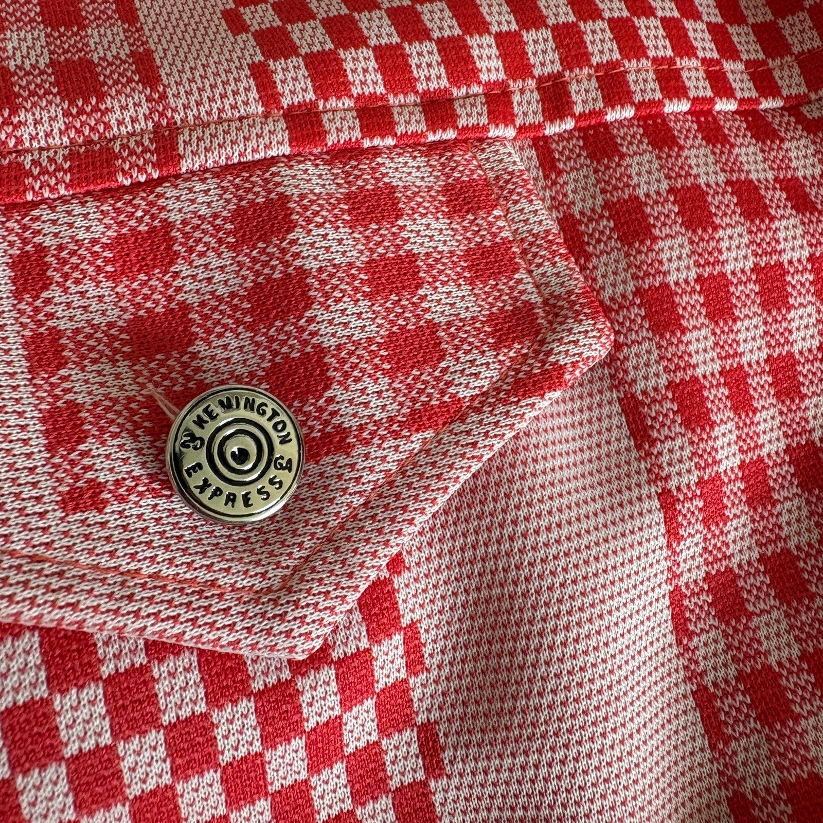 Vintage 60's 70's Checkered Pattern Long Sleeve Button Front Shirt Women's 18.5