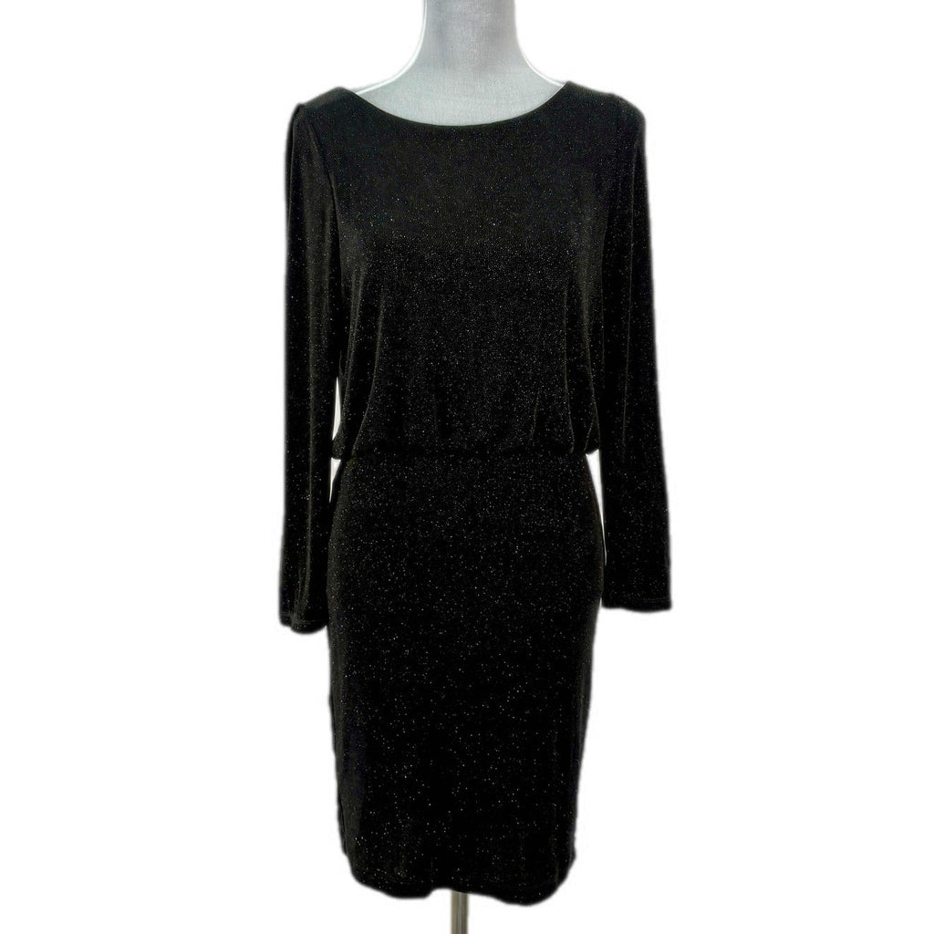 alice + olivia Black Sparkly Open Back Dress - Women's Size L