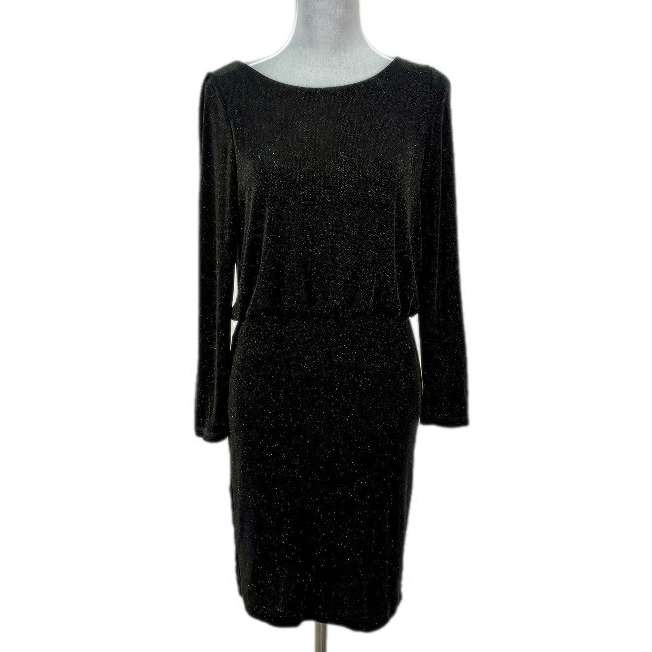 alice + olivia Black Sparkly Open Back Dress - Women's Size L