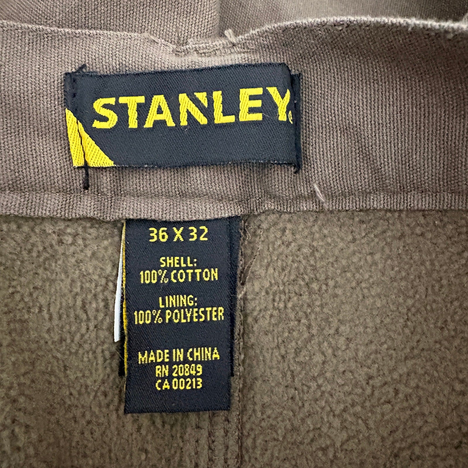 Stanley Fleece Lined Canvas Carpenter Pant in Coffee NWT - Men's Size 36x32