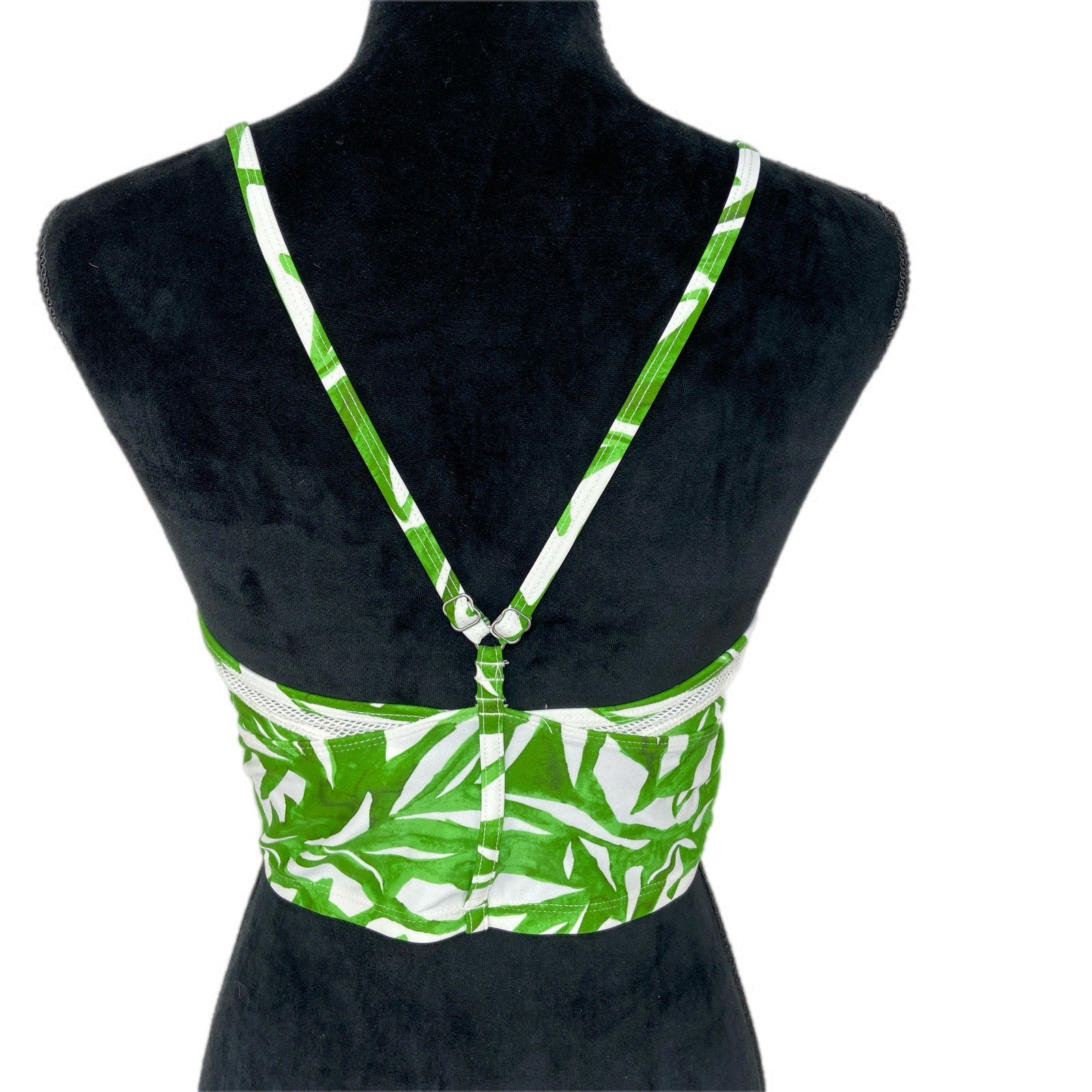 Athleta Green Leaf White Mesh Bikini Top - Women's Size M