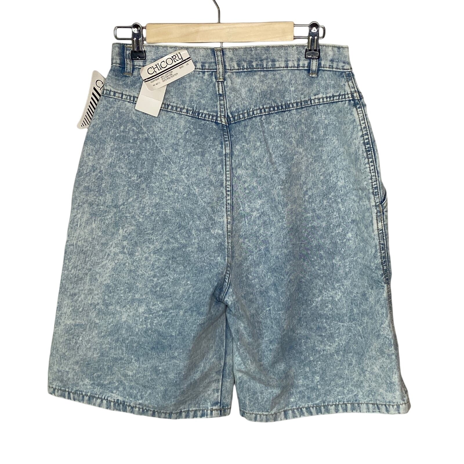Vintage Chicory Acid Wash High Waist Pleat Front Jean Shorts NWT - Women's 14