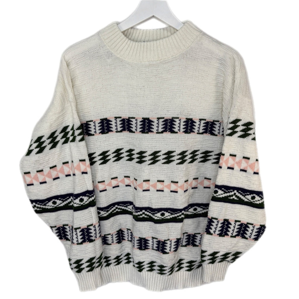 Vintage Geo Stripe Sweater Made in USA - Women's Size L