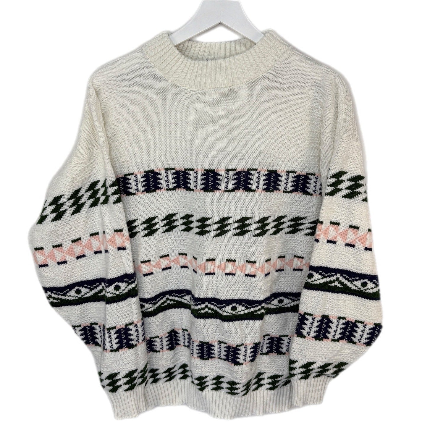 Vintage Geo Stripe Sweater Made in USA - Women's Size L