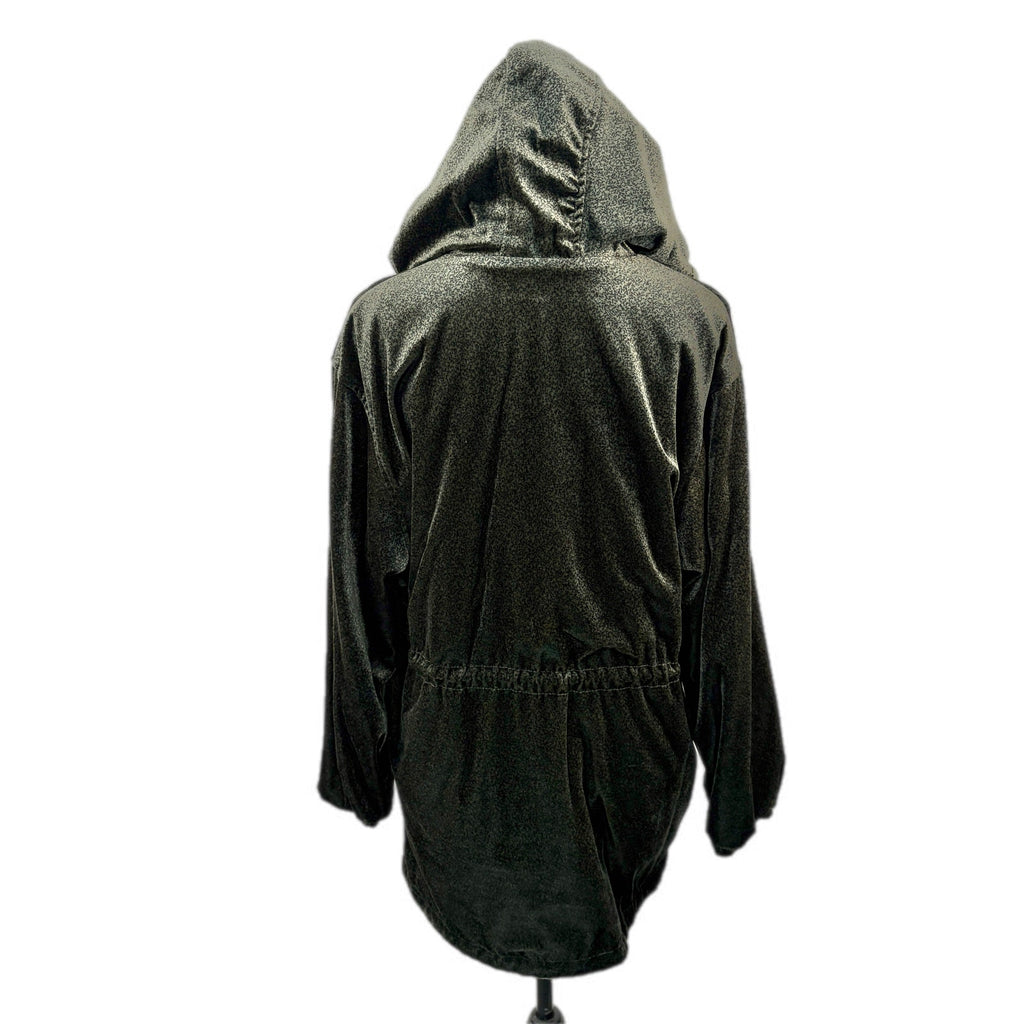 Vintage Oversized Reversible Green Velveteen Long Cinch Waist Coat - Women's M