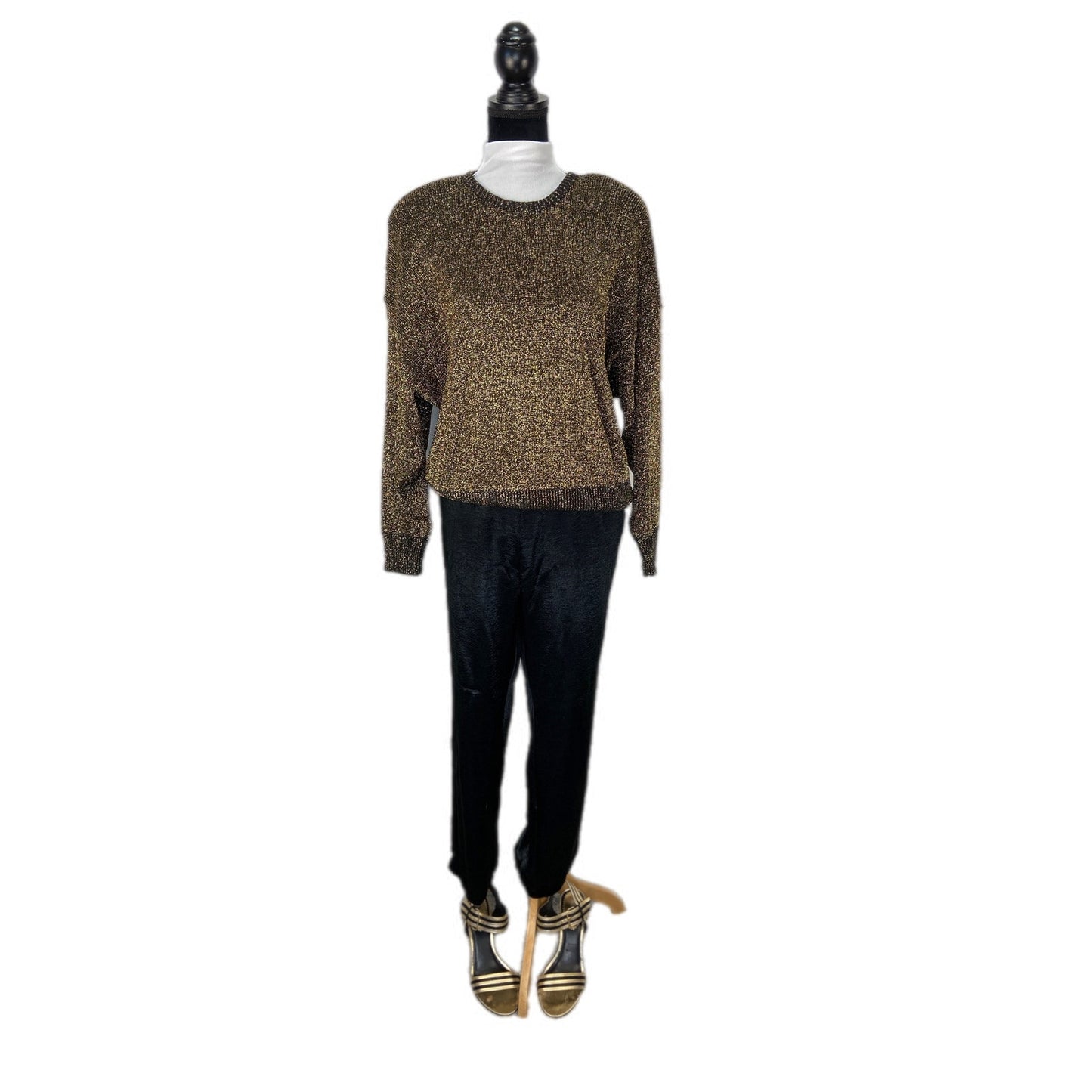 American Vintage Pierre Cardin Gold Metallic Dolman Sweater - Women's Size Large