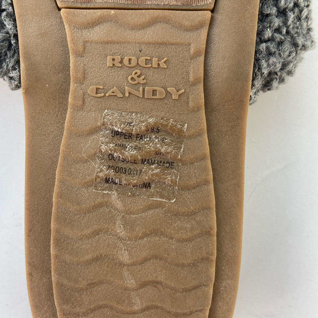 Rock & Candy Faux Fur Embroidered Floral Slides - Women's Size 9.5