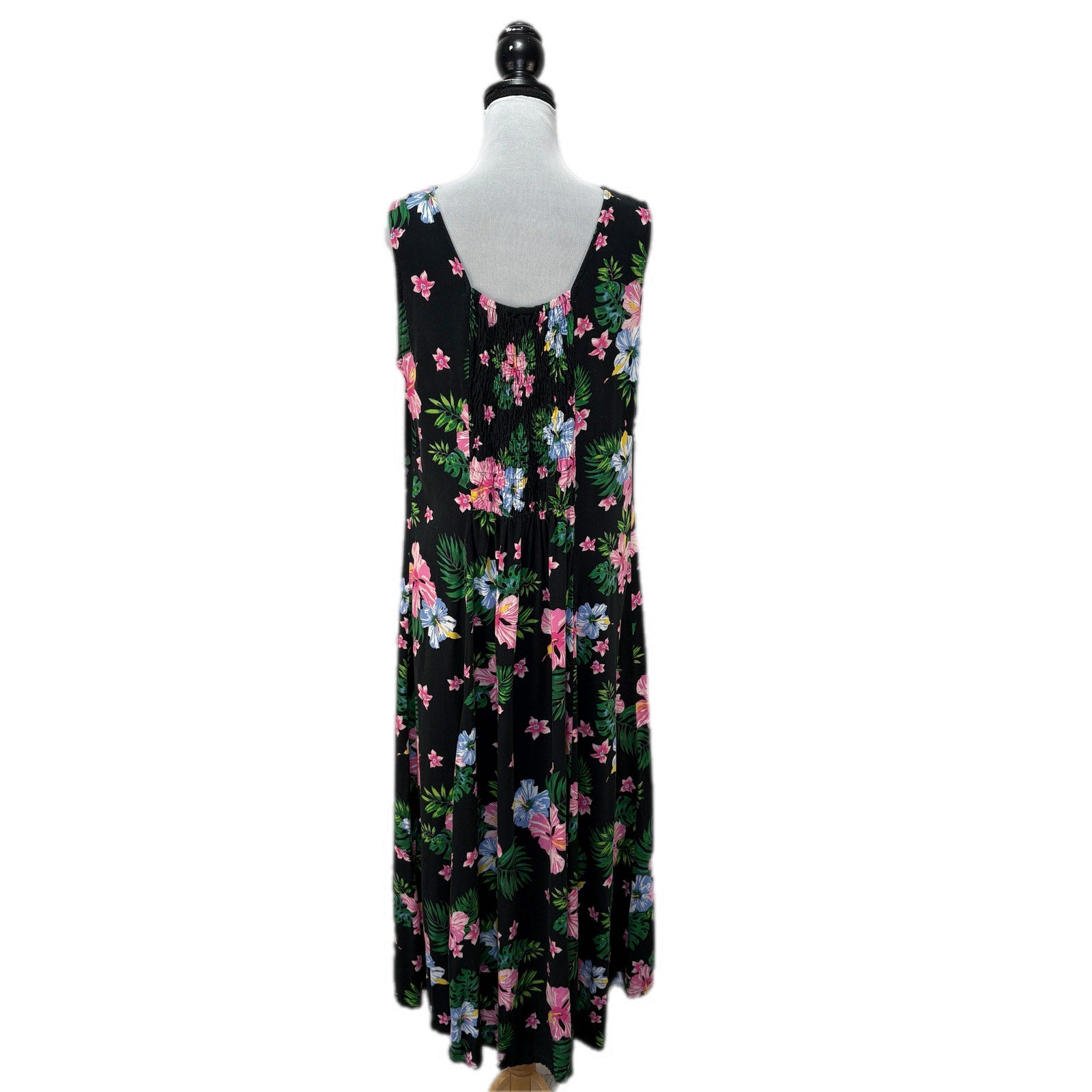 Y2K Button Front Floral Long Sleeveless Dress - Women's Size L