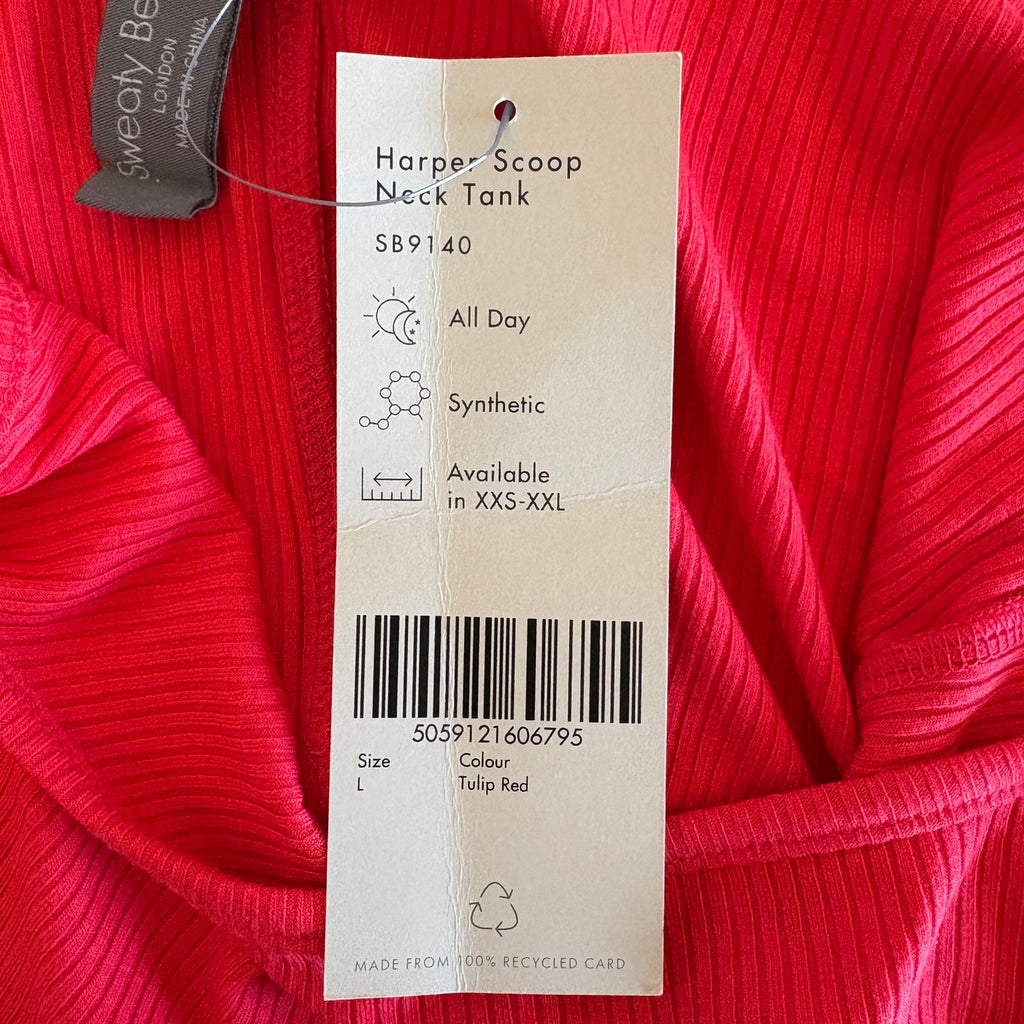 Sweaty Betty Harper Scoop Neck Tank in Tulip Red - Women's Size L
