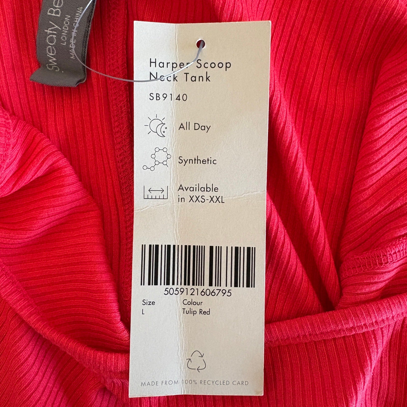 Sweaty Betty Harper Scoop Neck Tank in Tulip Red - Women's Size L